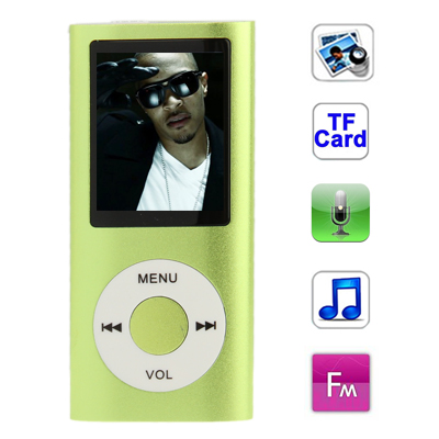 1.8 inch TFT Screen Metal MP4 Player with TF Card Slot, Support Recorder, FM Radio, E-Book and Calendar (Green)